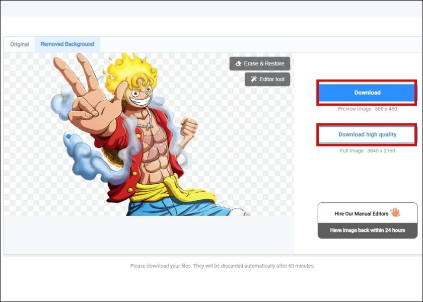 c&oacute; nhiều chất lượng tải về sau khi t&aacute;ch background