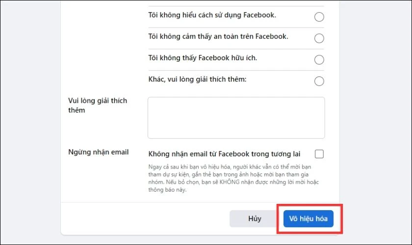 xo&aacute; trang facebook tạm thời tr&ecirc;n m&aacute;y t&iacute;nh