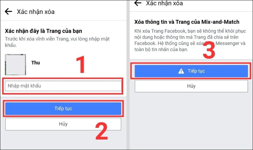 xo&aacute; trang facebook vĩnh viễn tr&ecirc;n điện thoại