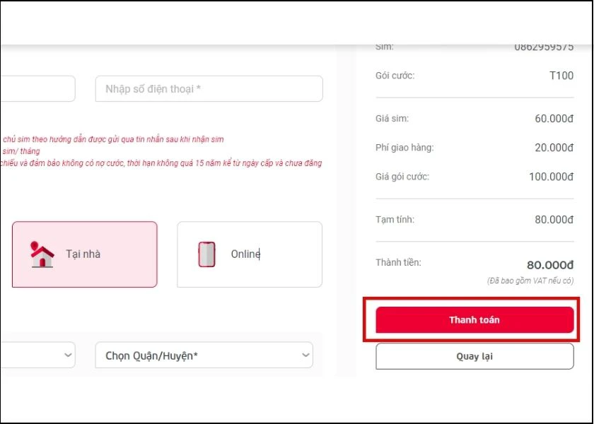 hướng dẫn mua sim trên website viettel dễ dàng
