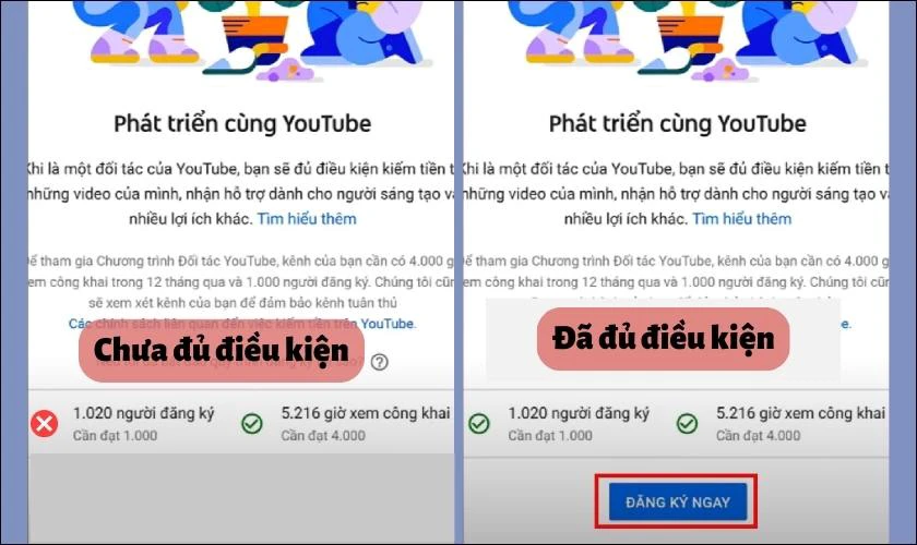 x&eacute;t điều kiện bật kiếm tiền youtube tr&ecirc;n điện thoại 