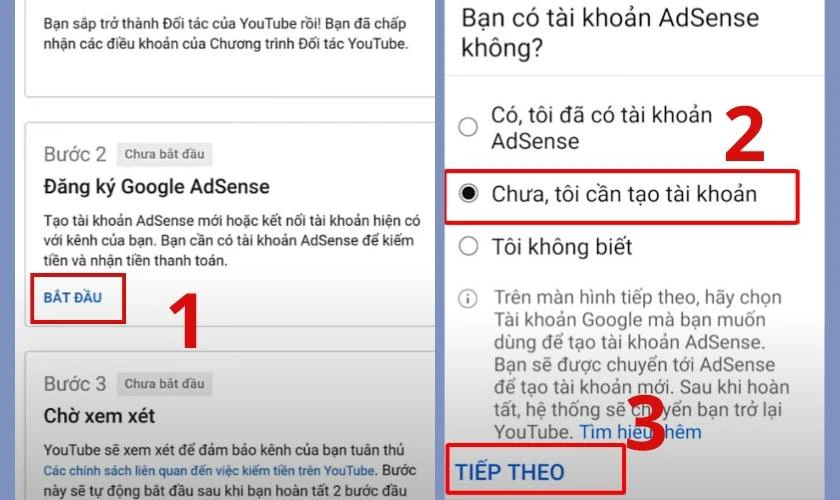 tạo t&agrave;i khoản nhận tiền youtube 