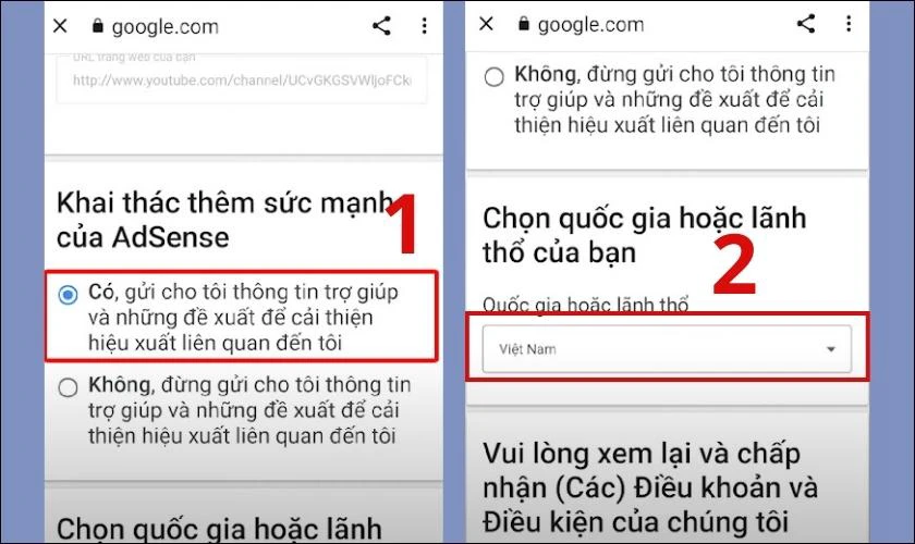 thiết lập t&agrave;i khoản 