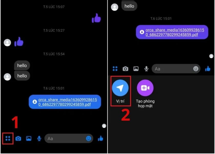 gửi vị tr&iacute; qua messenger tr&ecirc;n iphone