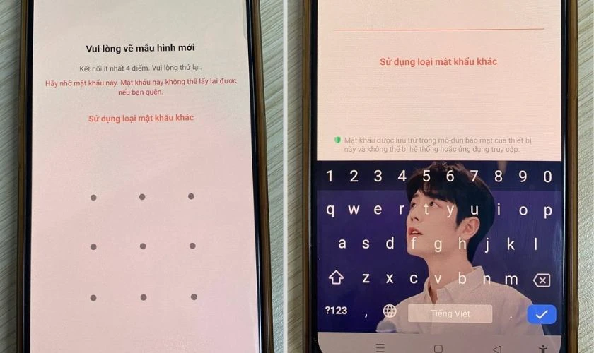 mật khẩu khoá hình, số và ký tự