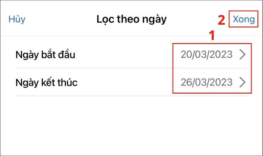 nhập khung thời gian bắt đầu v&agrave; kết th&uacute;c