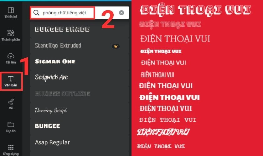 font chữ tiếng việt tr&ecirc;n canva
