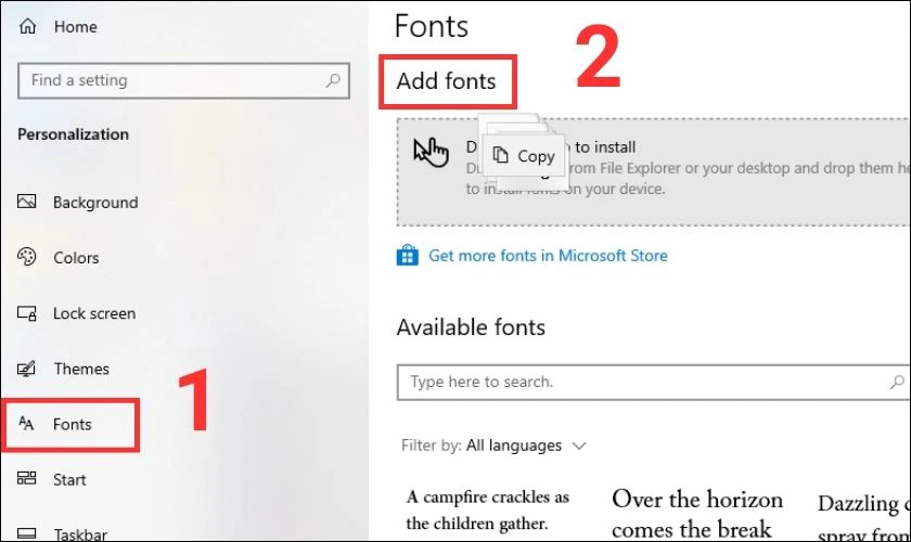 add fonts v&agrave;o laptop