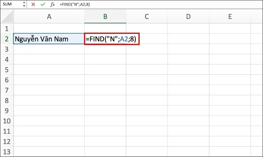 c&aacute;ch d&ugrave;ng h&agrave;m find trong excel để t&igrave;m nhanh vị tr&iacute;
