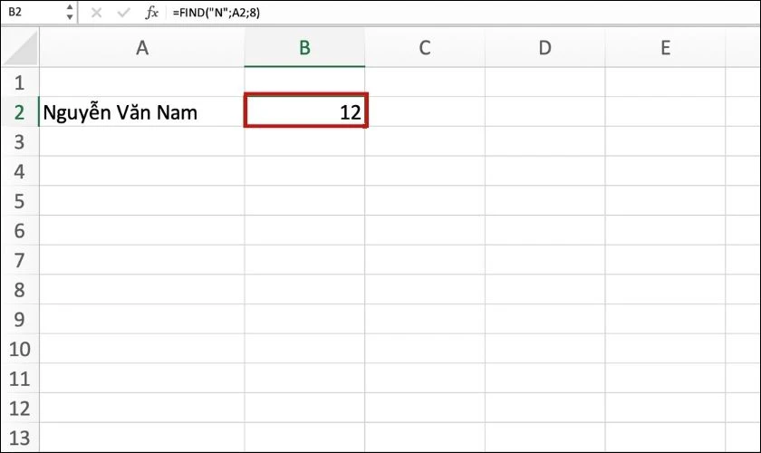 &aacute;p dụng h&agrave;m find trong excel để t&igrave;m kiếm vị tr&iacute;