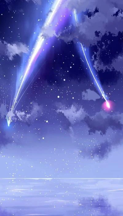 H&igrave;nh nền Your name cute cho iPhone m&agrave;u xanh