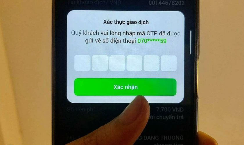 m&atilde; x&aacute;c thực giao dịch online 