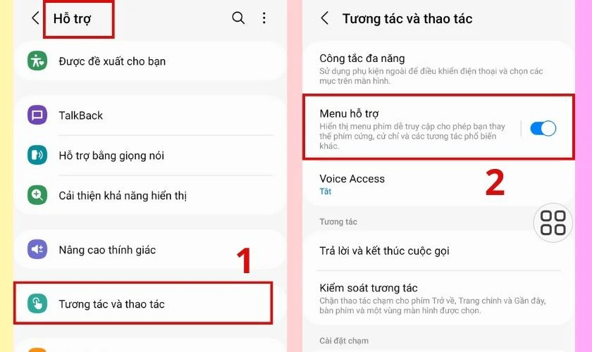 sử dụng nút home ảo chụp màn hình samsung