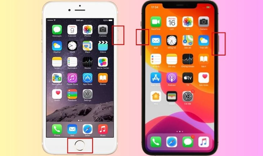 chụp màn hình iphone bằng nút nguồn