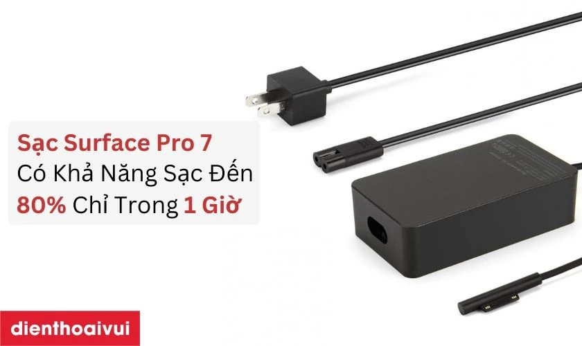 thời gian sạc nhanh của sạc surface pro 7