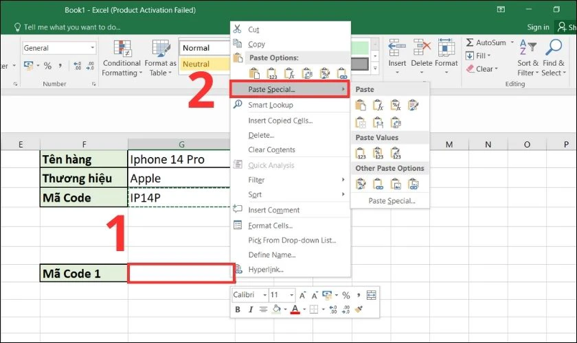 thao tác copy và paste list