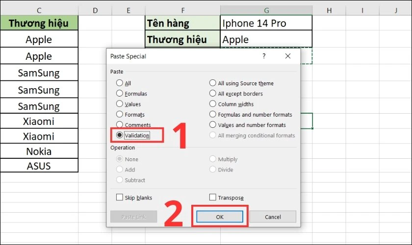 cách copy và paste list