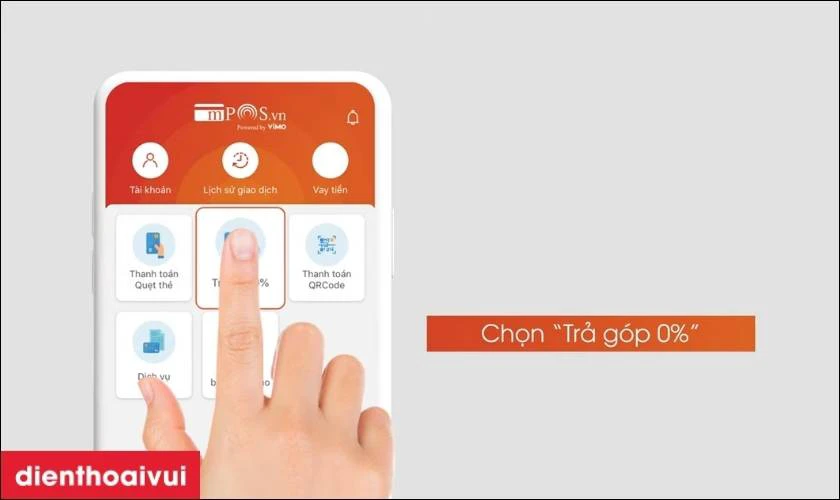 Tiến h&agrave;nh chọn trả g&oacute;p 0% 