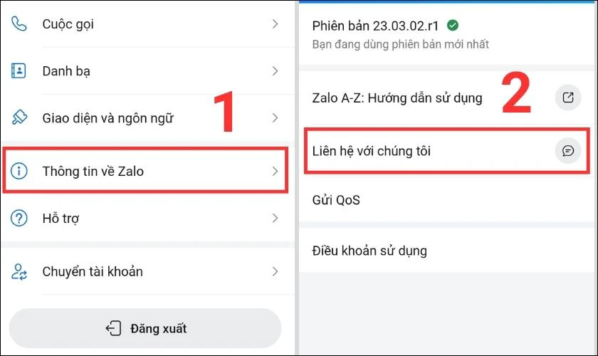 liên hệ nhân viên Zalo để mở khoá tài khoản