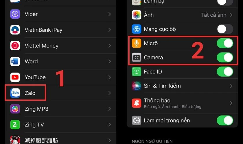 cấp quyền hoạt động cho zalo