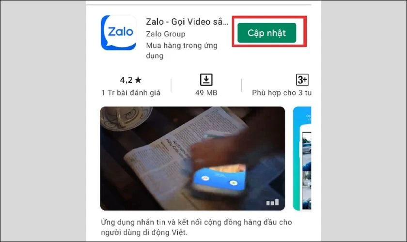 c&aacute;ch cập nhật zalo tr&ecirc;n iphone