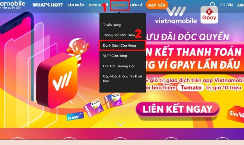 chọn địa chỉ cửa h&agrave;ng vietnamobile