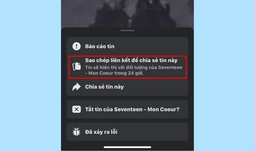 sao ch&eacute;p đường li&ecirc;n kết story cho người kh&aacute;c 