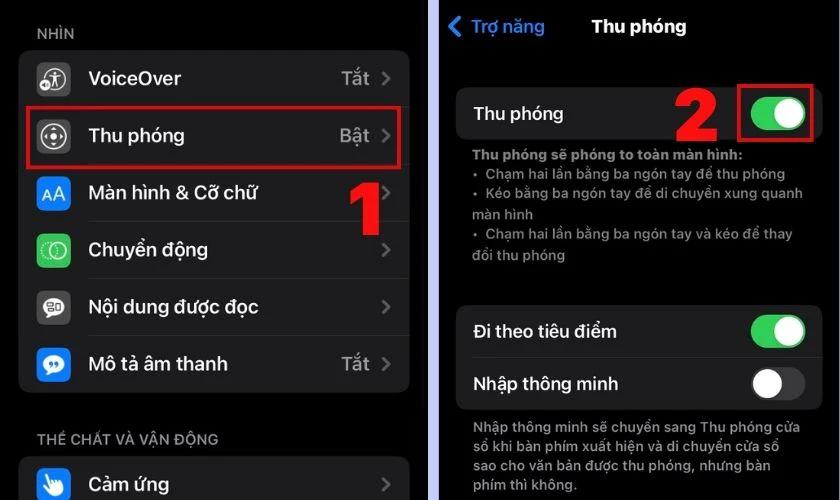 c&aacute;ch bật t&iacute;nh năng thu ph&oacute;ng cỡ chữ