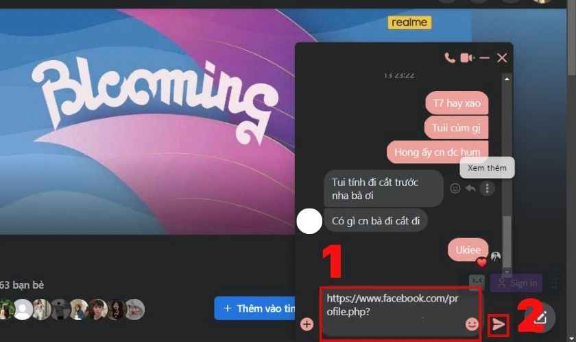 gửi li&ecirc;n kết facebook trang c&aacute; nh&acirc;n cho người kh&aacute;c tr&ecirc;n m&aacute;y t&iacute;nh 