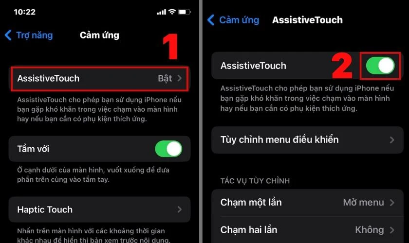 Thực hiện bật n&uacute;t Home ảo