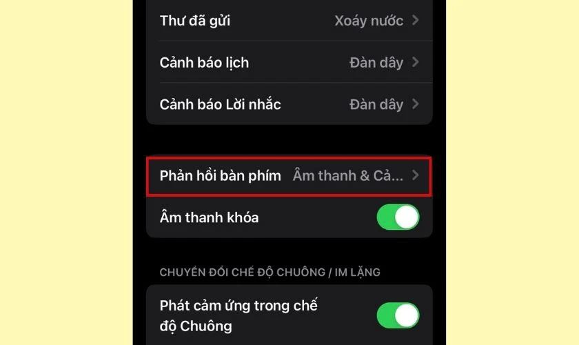 c&aacute;ch thiết lập tắt &acirc;m b&agrave;n ph&iacute;m iphone trong c&agrave;i đặt