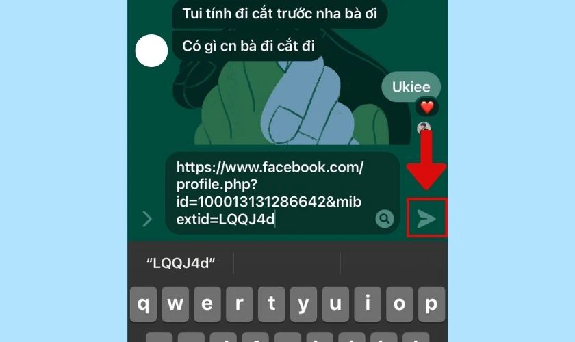 giử li&ecirc;n kết trang c&aacute; nh&acirc;n qua messenger 