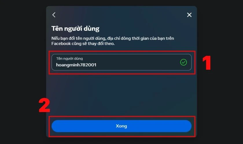 các thao tác đổi link facebook trên máy tính