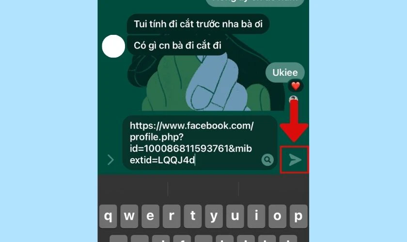 ho&agrave;n tất gửi li&ecirc;n kết trang c&aacute; nh&acirc;n người kh&aacute;c qua messenger