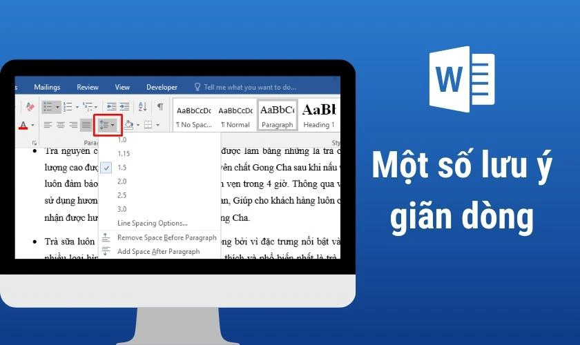 lưu &yacute; khi thay đổi k&iacute;ch thước giữa c&aacute;c d&ograve;ng trong word
