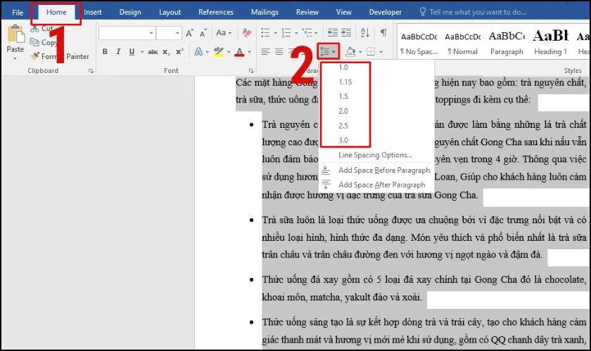 c&aacute;ch điều chỉnh khoảng c&aacute;ch c&aacute;c d&ograve;ng 