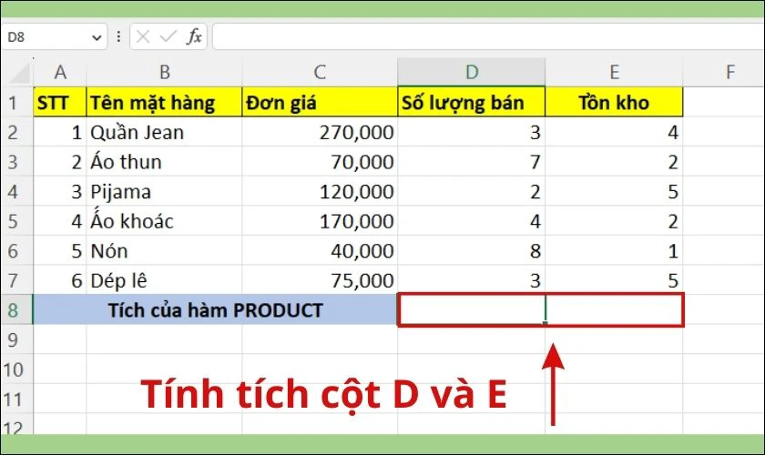 cách sử dụng hàm product để tính tích trong excel là gì