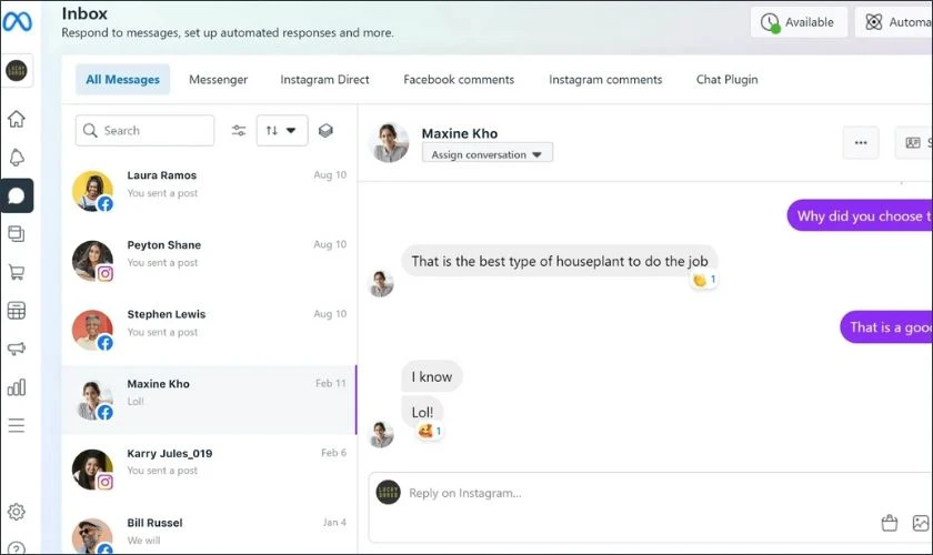 thông báo tin nhắn từ Facebook và Instagram cập nhật đầy đủ