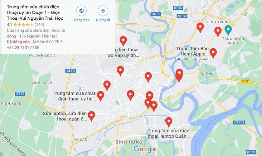 Địa chỉ thay m&agrave;n h&igrave;nh iphone quận 5