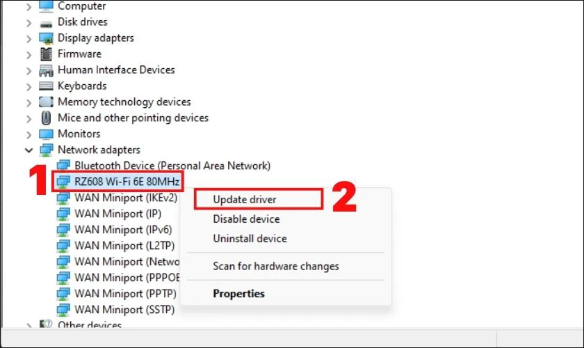 Cập nhật Driver để sửa lỗi laptop bị mất WiFi
