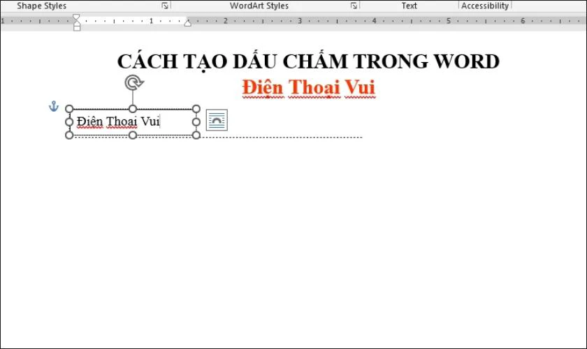 giao diện khi thực hiện điền tên trong text box