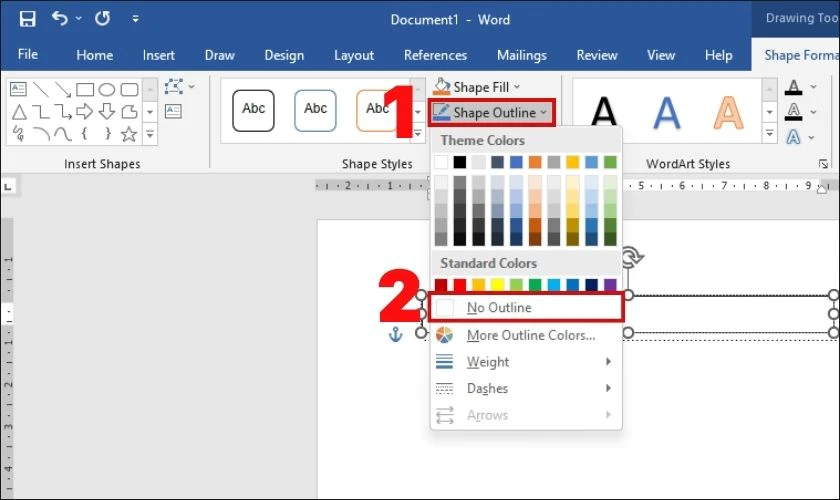 hướng dẫn hai bước để xóa viền khung text box