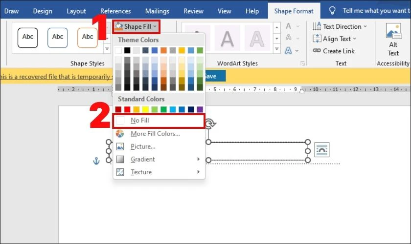 các bước thực hiện xóa nền khung text box