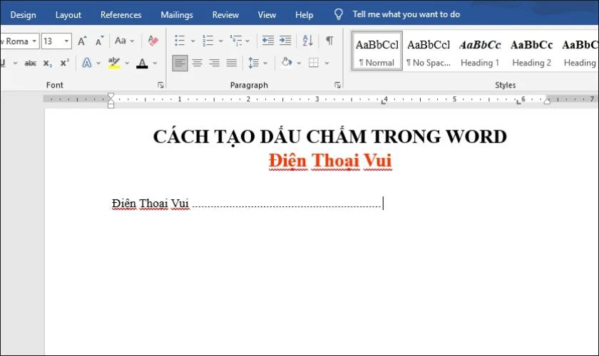 kết quả sau khi nhấn nút tab