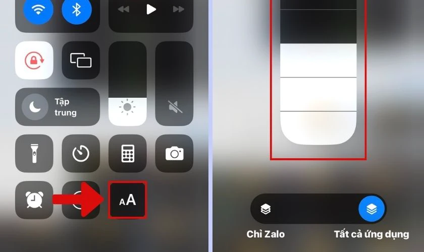 c&aacute;c bước thực hiện chỉnh cỡ chữ bằng control center