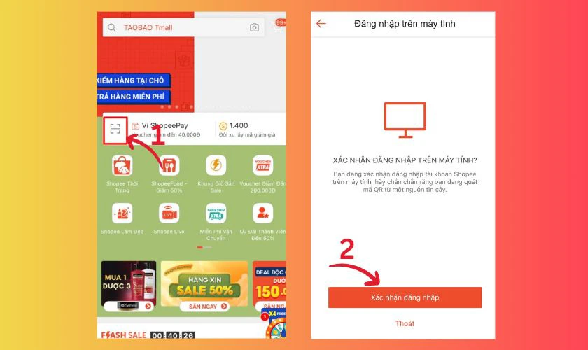 c&aacute;ch scan m&atilde; qr tr&ecirc;n m&aacute;y t&iacute;nh để đăng nhập shopee
