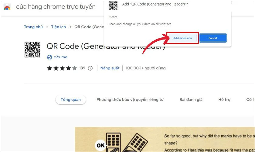 scan m&atilde; qr tr&ecirc;n m&aacute;y t&iacute;nh bằng tiện &iacute;ch tr&ecirc;n chrome