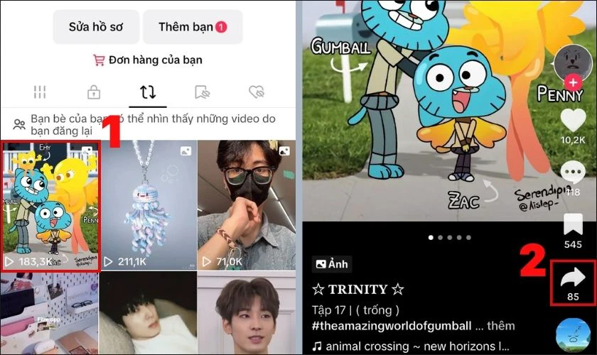 c&aacute;c bước gỡ đăng lại tr&ecirc;n TikTok