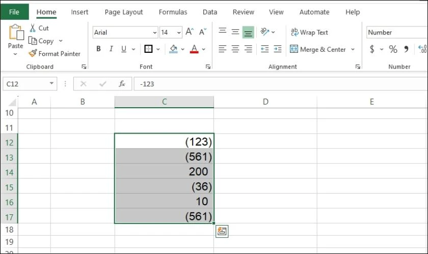 thiết lập kiểu số &acirc;m trong excel