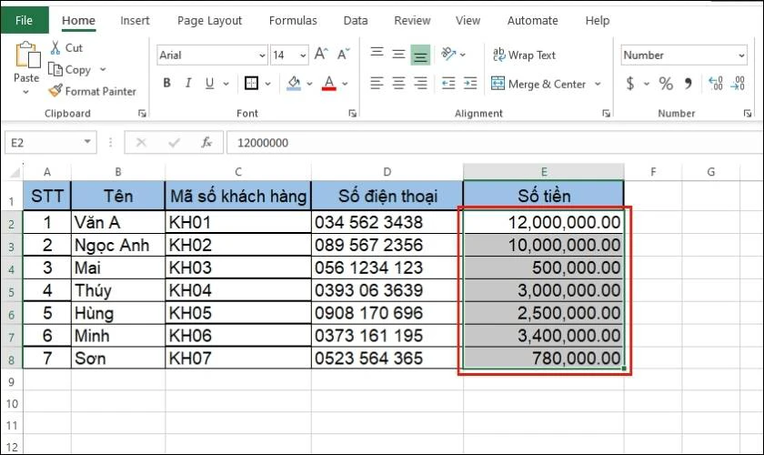 ho&agrave;n tất định dạng kiểu số trong excel 